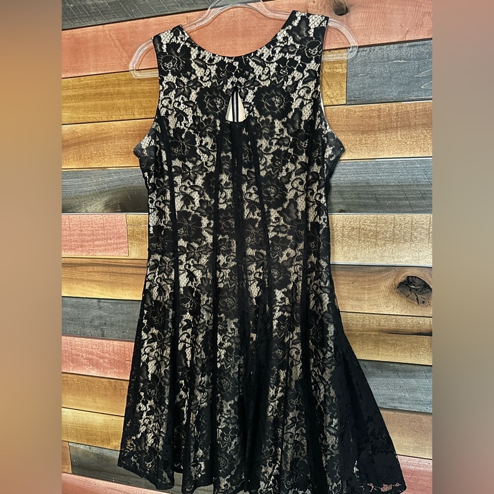 Danny & Nicole Black Over Lace Dress Black / Cream - Picture 5 of 7